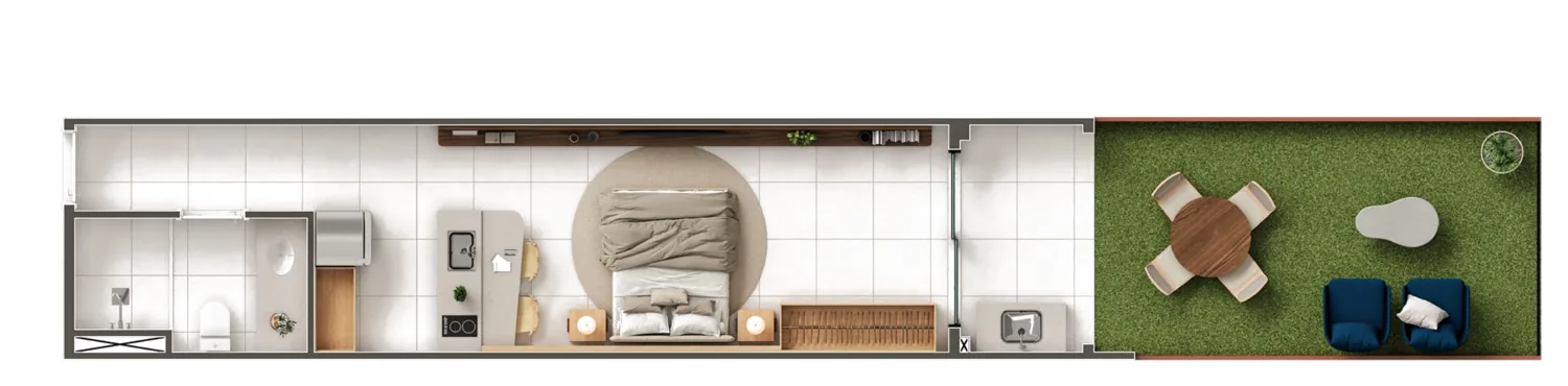 Planta do Studio · 37,90 m² + garden